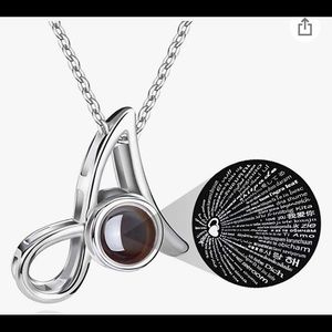 Initial necklace letter A with “I Love You" in 100 different languages NIB